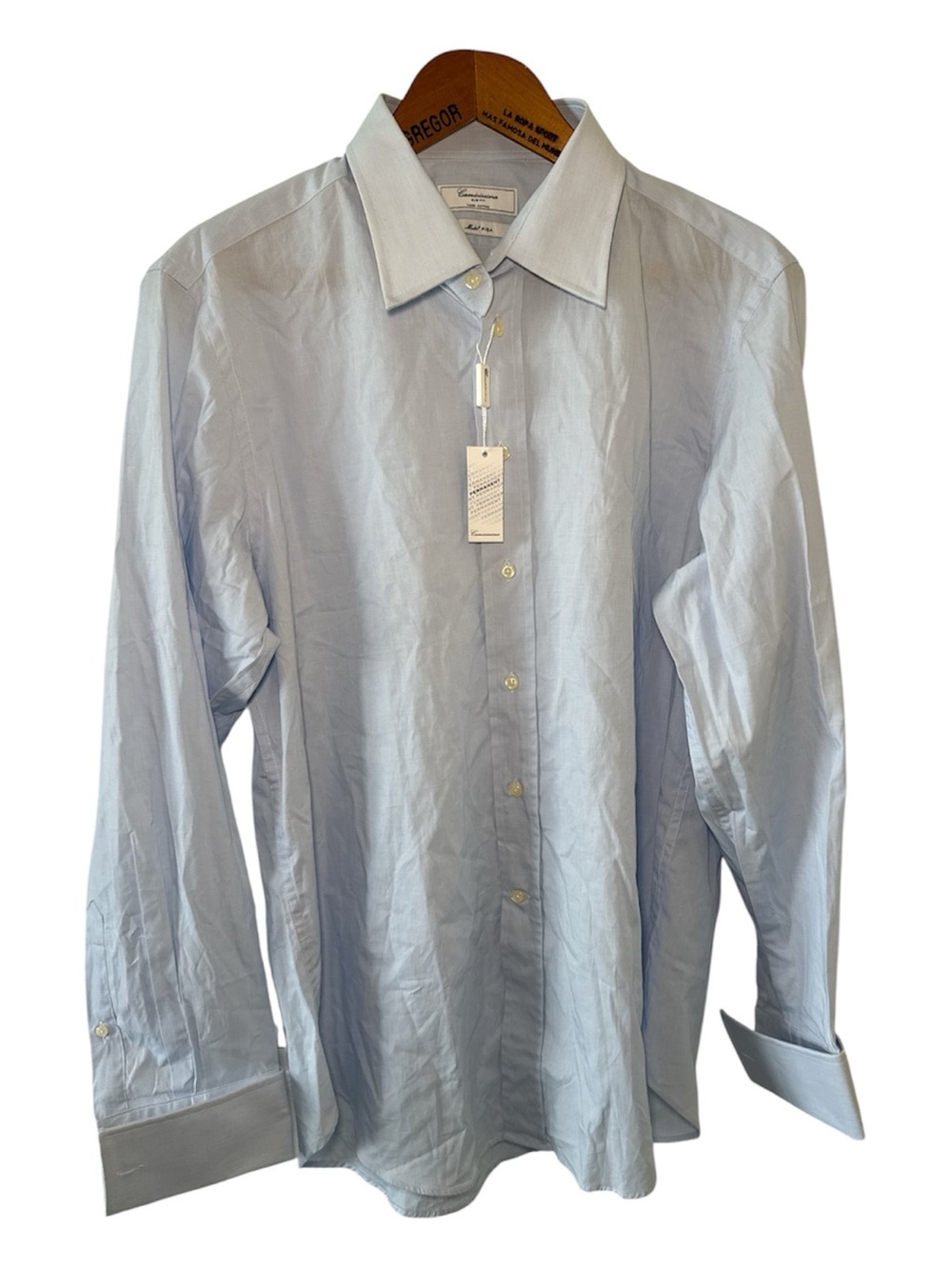 NEW! Camicissima Men’s French Cuff Dress Shirt Button Up Size 17.5 Slim Fit Blue